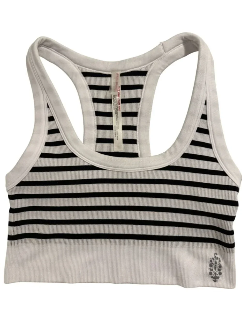 Free People FP Movement Go To Striped Sports Bra Black White M/L NWT